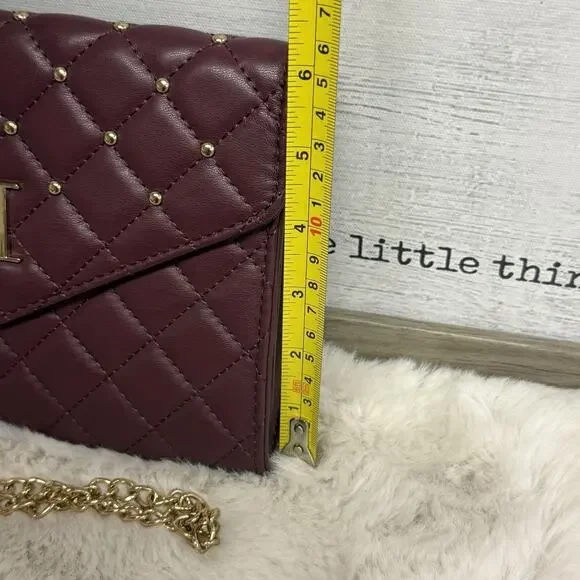 Badgley Mischka Plum Diamond Quilt Convertible Crossbody Bag Vegan NEW NWT - Picture 11 of 14